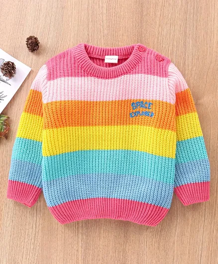 Babyhug Full Sleeves Color Block Sweater - Multicolor