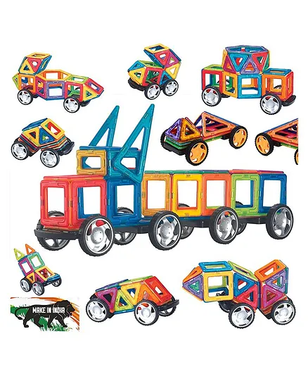 GELTOY Gelmag Blocks 50 Pieces Train Set Cars Sports Play Creative Learning STEM Educational Toy for Kids