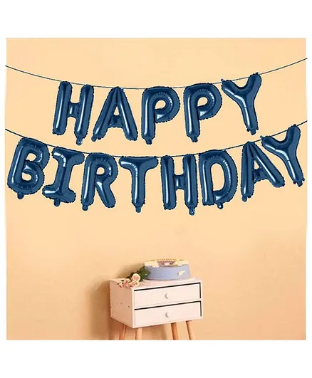 AMFIN Happy Birthday Letter Foil Balloon Birthday Party Supplies, Happy Birthday Balloons For Party Decoration - Blue Chrome