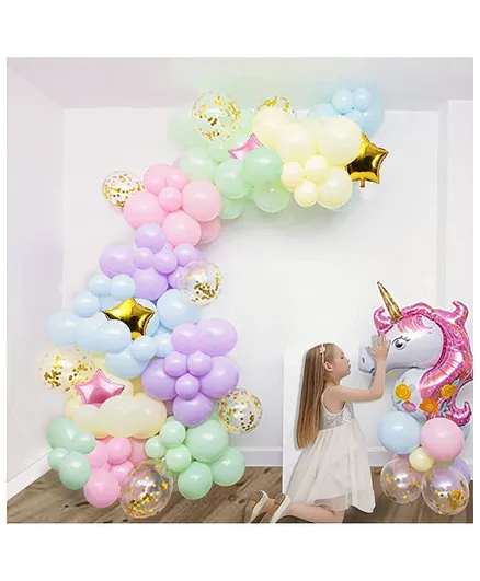 AMFIN Unicorn Theme 1st Birthday Decoration Kit Multicolour - Pack of 92