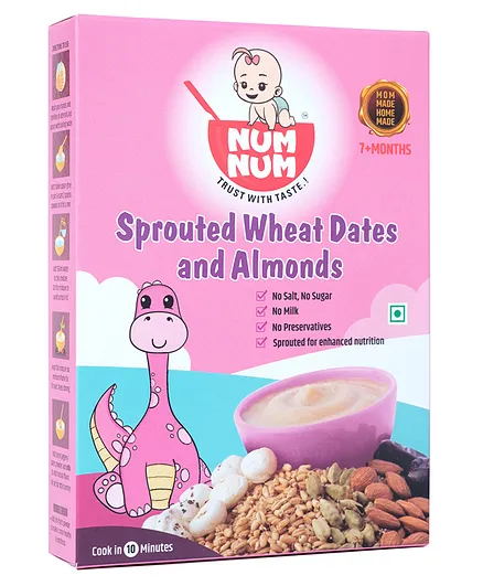 NumNum Sprouted Wheat Dates & Almonds Cereals - 200 gm