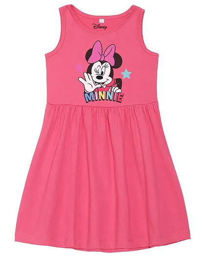 Disney By Wear Your Mind Sleeveless Minnie Mouse Print Dress - Fuchsia