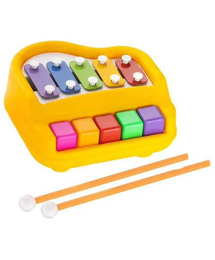 NIYANA TOYZ 2 in 1 Xylophone Plus Piano Musical Toy - Yellow