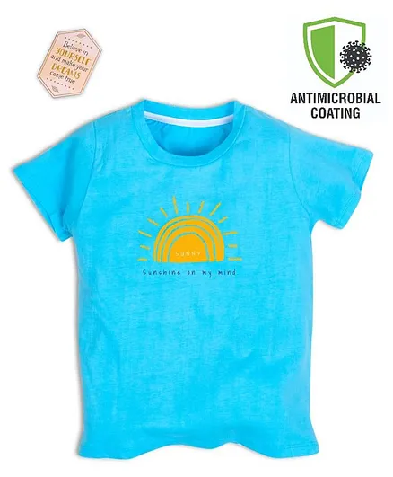 COCOON ORGANICS Half Sleeves Sunny Print T Shir - Blue