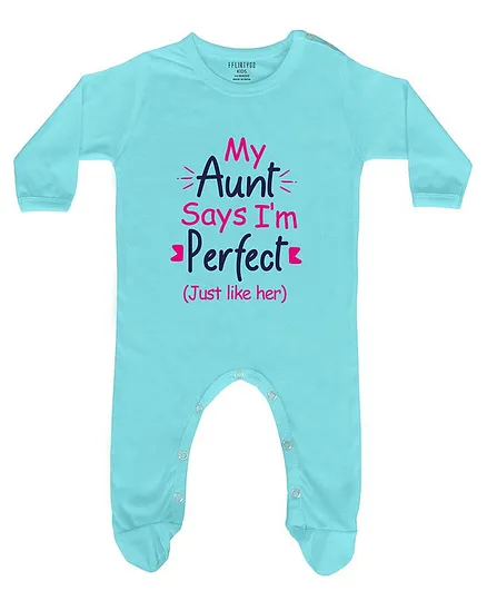 Buy FFlirtygo My Aunt Says I'm Perfect Print Full Sleeves Rompers Light  Blue for Both (3-6 Months) Online in India, Shop at 11231831