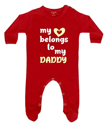 FFlirtygo Full Sleeves My Heart Belongs To My Daddy Printed Romper - Red