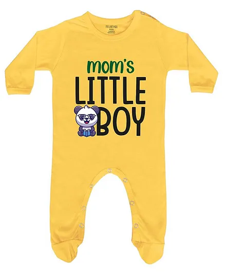 FFlirtygo Moms Littile Boy Baby Print Full Sleeves Romper - Yellow