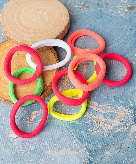 Jewelz Pack Of 10 Solid Bright Hair Ties - Multi Color