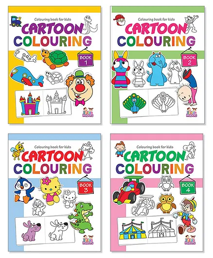 Cartoon Coloring Books Vol 1 to 4 Set Of 4 - English Online in India, Buy  at Best Price from  - 11233352