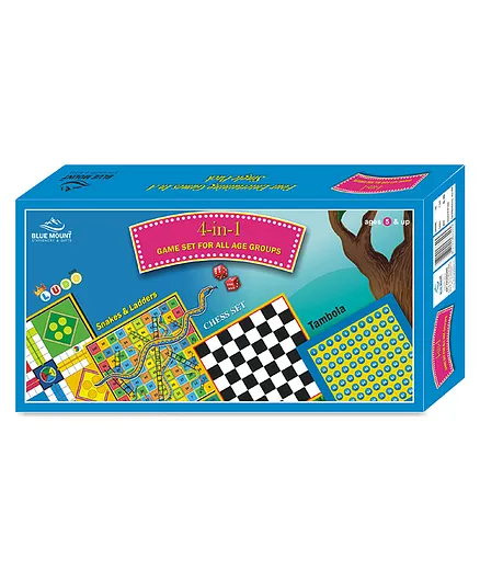 Bluemount Cardboard 4 In 1 Board Game - Multicolour