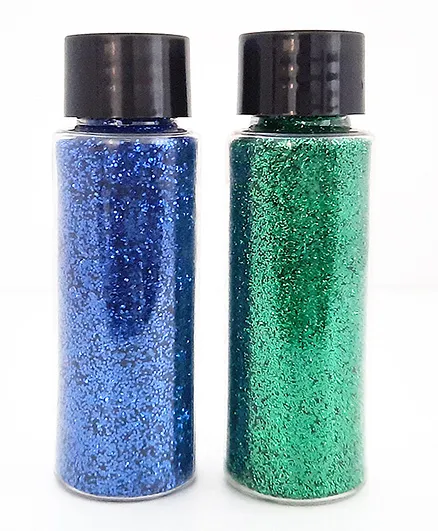 CraftGully Glitter Combo Pack - Fine Navy & Superfine Emerald Green - 30ml Each