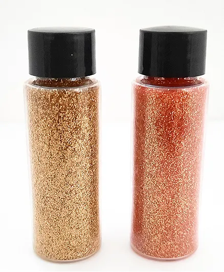 CraftGully Glitter Combo Pack - Superfine Hologram Gold & Superfine Rainbow Apricot - 30ml Each