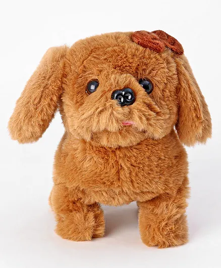 Aarohi Toys Musical Dog Soft Toy Brown- Height 15 cm