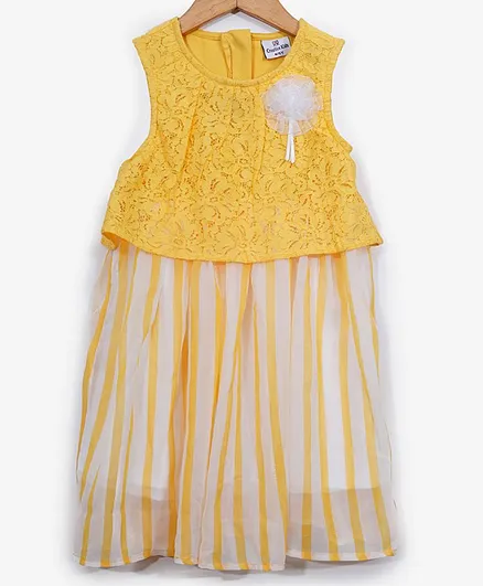 Creative Kids Sleeveless Striped Dress - Yellow & White