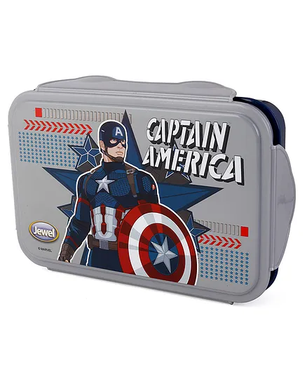 Jewel Disney Clip Fresh Big Stainless Steel Lunch Box Captain America - Grey