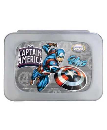 Jewel BPA Free Lunch Box Captain America Theme - Grey