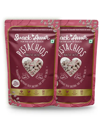 SnackAmor Premium Roasted Salted Pistachio Pack Of 2 - 170 gm