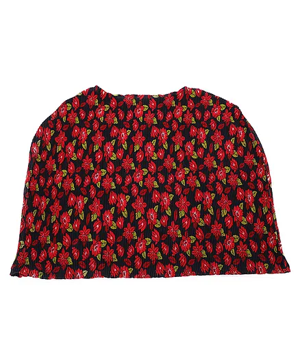 Lulamom Poncho Style Nursing Cover with Buttons Floral Print  - Red Black
