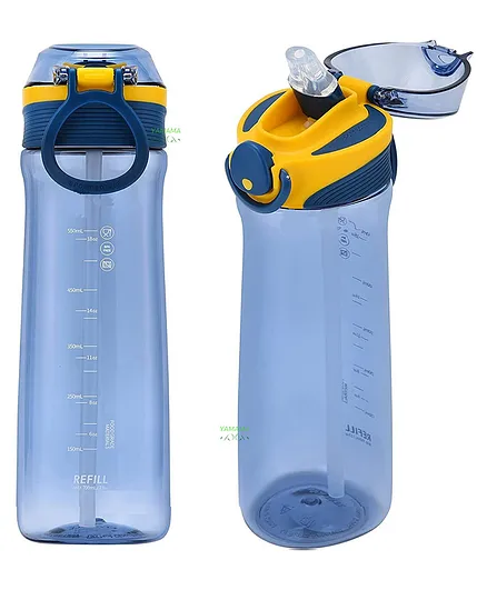 Yamama Tritan Water Bottle With Ounce Marker Spill Proof Straw Valve Bpa Fee For Kids Blue - 700 ml 