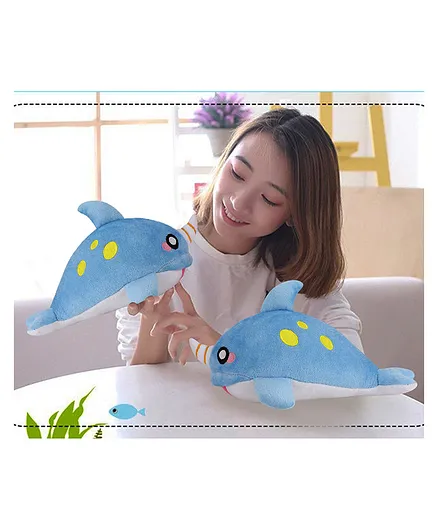 DearJoy Dolphin With Unicorn Horn And Embroidered Features Blue - Length 30.5 cm