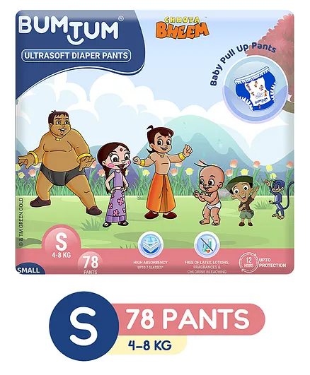 Bumtum Baby Diaper Pants New Chota Bheem Edition Small - 78 Pieces Online  in India, Buy at Best Price from  - 11269668