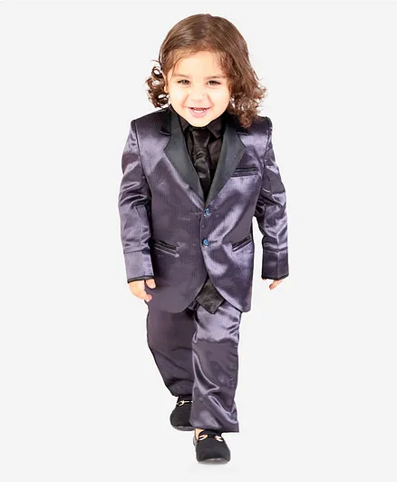 KID1 Full Sleeves Shirt With Solid Blazer & Trouser - Grey