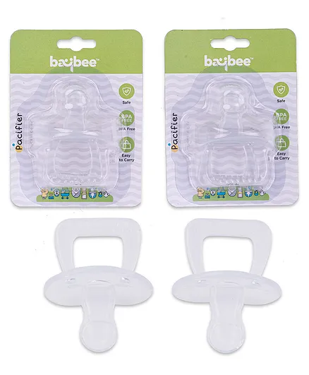 Baybee Silicone Ultra Soft Pacifiers with Orthodontic Design Pack of 2 - White
