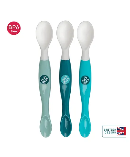 Tum Tum Swapsie Weaning Spoons Double Ended Pack Of 3 - Blue & White 