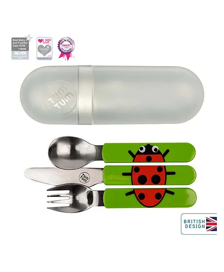 Tum Tum Easy Scoop Children's Cutlery Set with Travel Case - Green
