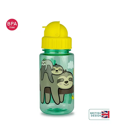 Tum Tum Flip Kids Water Bottle Sloth Print Green - 400 ml