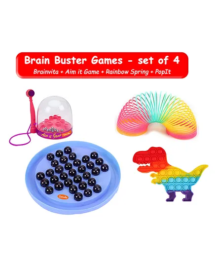 Sarvda Brain Booster Game Brainvita Aim it Rainbow Spring and Popit Fidget  Toy - Pack of 4 Online India, Buy Board Games for (3-10 Years) at  FirstCry.com - 11289683