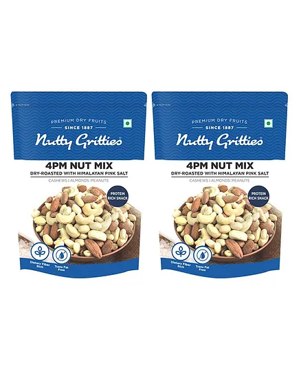 Nutty Gritties 4 PM Nut Trail Mix Salted Roasted With Himalayan Pink Salt Pack of 2 - 400 gm 