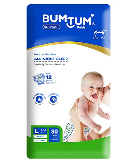 Bumtum Baby Pull Up Ultra Soft Diaper Pants Large - 30 Pieces