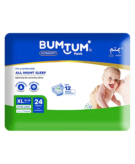Bumtum Baby Pull Up Ultra Soft Diaper Pants Extra Large - 24 Pieces