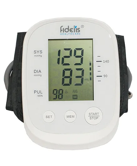 Fidelis Healthcare BP Machine Automatic Blood Pressure Monitor Premium- White