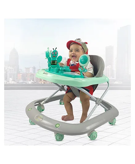 Dash Baby Musical Walker With Adjustable Height & Activity Rattle Toys- Green