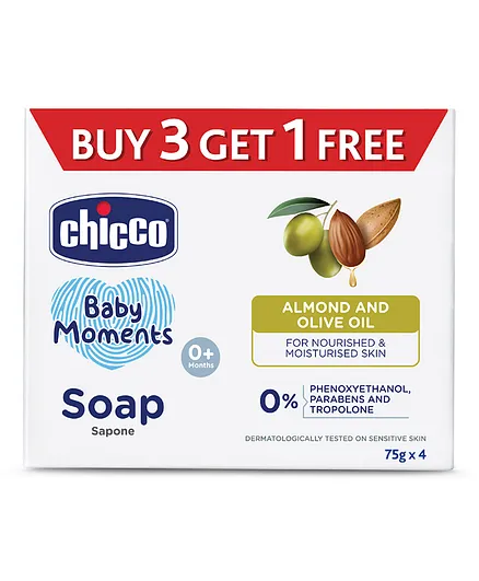 Chicco Baby Moments Almond and Olive Oil Soap - 75 gm  Each