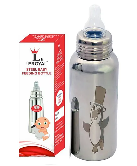 Leroyal Stainless Steel Baby Feeding Bottle Silver - 250  ml