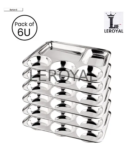 LEROYAL Stainless steel Compartment Plates - Pack of 6