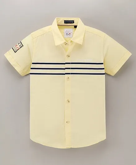 RUFF Half Sleeves Cotton Striped T-shirt - Lemon Yellow