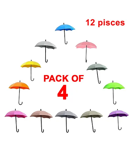 SYGA Umbrella Wall Hooks Set Colourful Sticky Wall Key Hanging Holder Pack of 12 (Colour may vary)