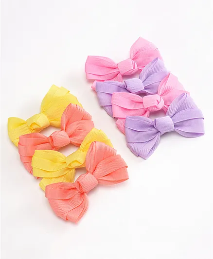 Pine Kids Bow and Butterfly Clips Pack of 8 Free Size - Multicolor