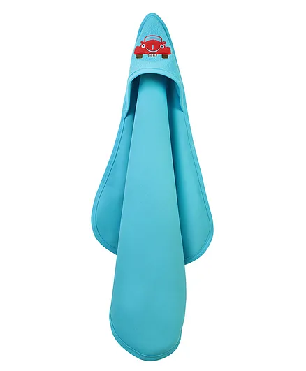 Quick Dry Baby Hooded Towel Embroidered - Blue  (Print May Vary)