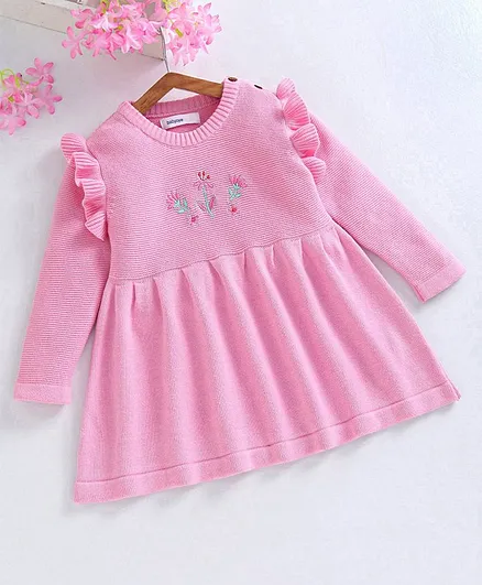 girls pink sweater dress