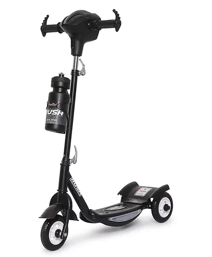 Funride Kids Scooter Rush DX with Lights and Music  Three Wheel Kick Scooters With Sipper Adjustable Height And Rear Brake - Black