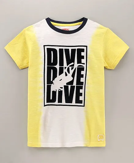 Under Fourteen Only Half Sleeves Dive Dive Dive Printed Ombre Tee - Yellow