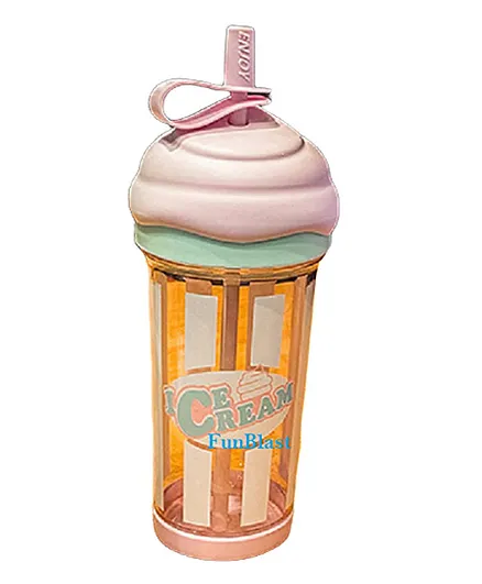 FunBlast Tumbler with Lid and Straw Pink  500 ml