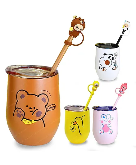 FunBlast Cartoon Theme Insulated Milk Sipper Cup with Straw  1 Pc Random Color and Print