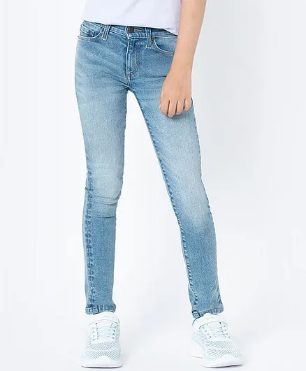 Mode by Red Tape Full Length Solid Jeans - Mid Blue