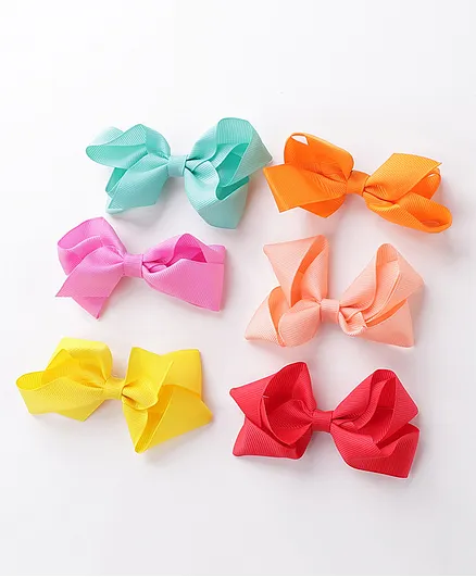 Pine Kids Bow And Butterfly Clips Pack of 6 - Multicolor 